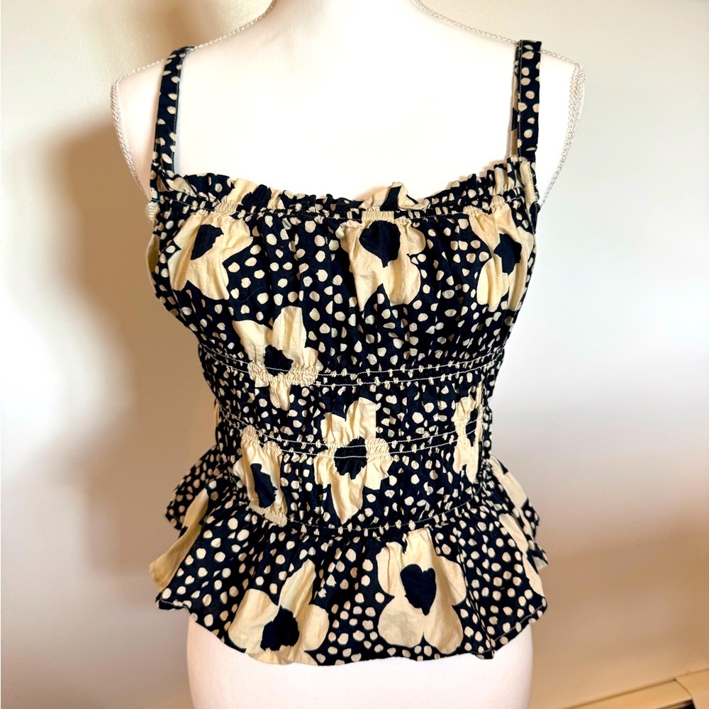 Sugarlips Floral Dot Pergola Smocked Tie Back Cami Size Medium